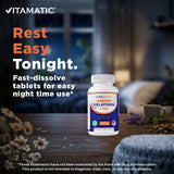 Vitamatic Melatonin 3 mg Fast Dissolve Tablets, Berry Flavor, close-up of tablets