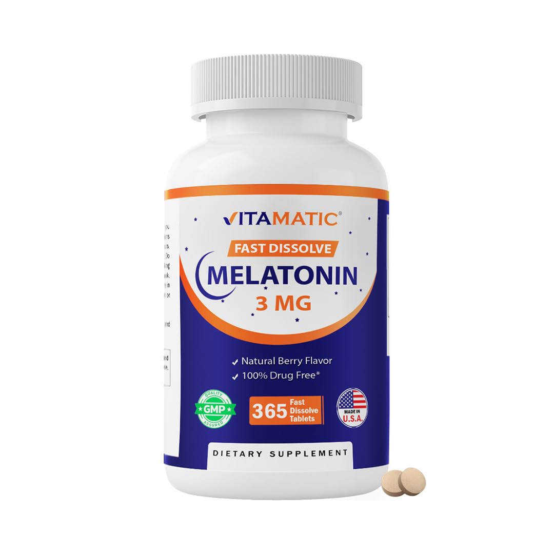 Vitamatic Melatonin 3 mg Fast Dissolve Tablets, Berry Flavor, front view
