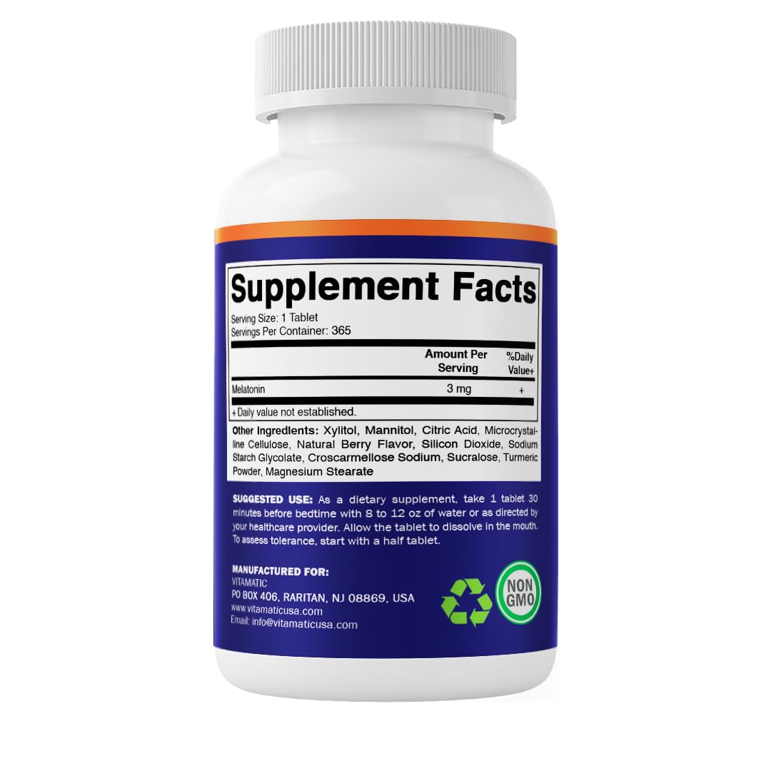 Vitamatic Melatonin 3 mg Fast Dissolve Tablets, Berry Flavor, lifestyle scene