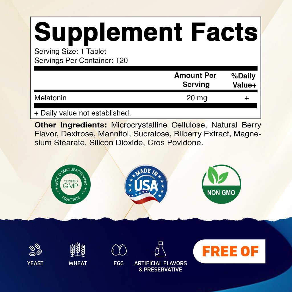 Vitamatic Melatonin Fast Dissolve Tablets 20 mg side view