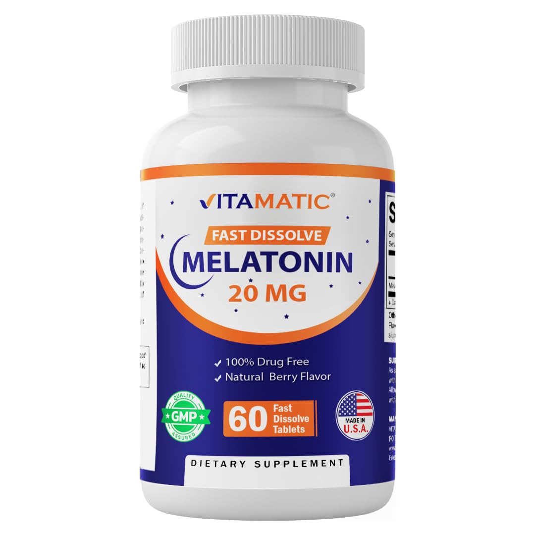 Vitamatic Melatonin Fast Dissolve Tablets 20mg front view