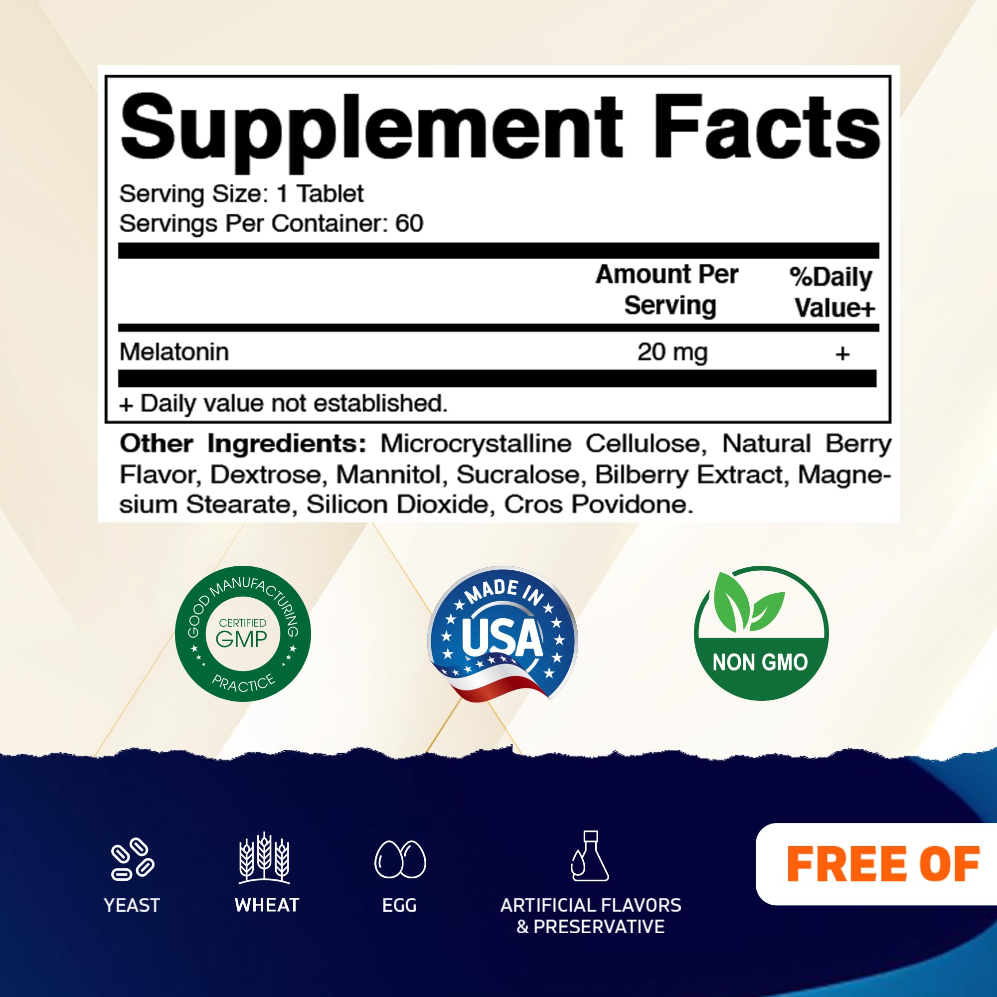 Vitamatic Melatonin Fast Dissolve Tablets 20mg packaging