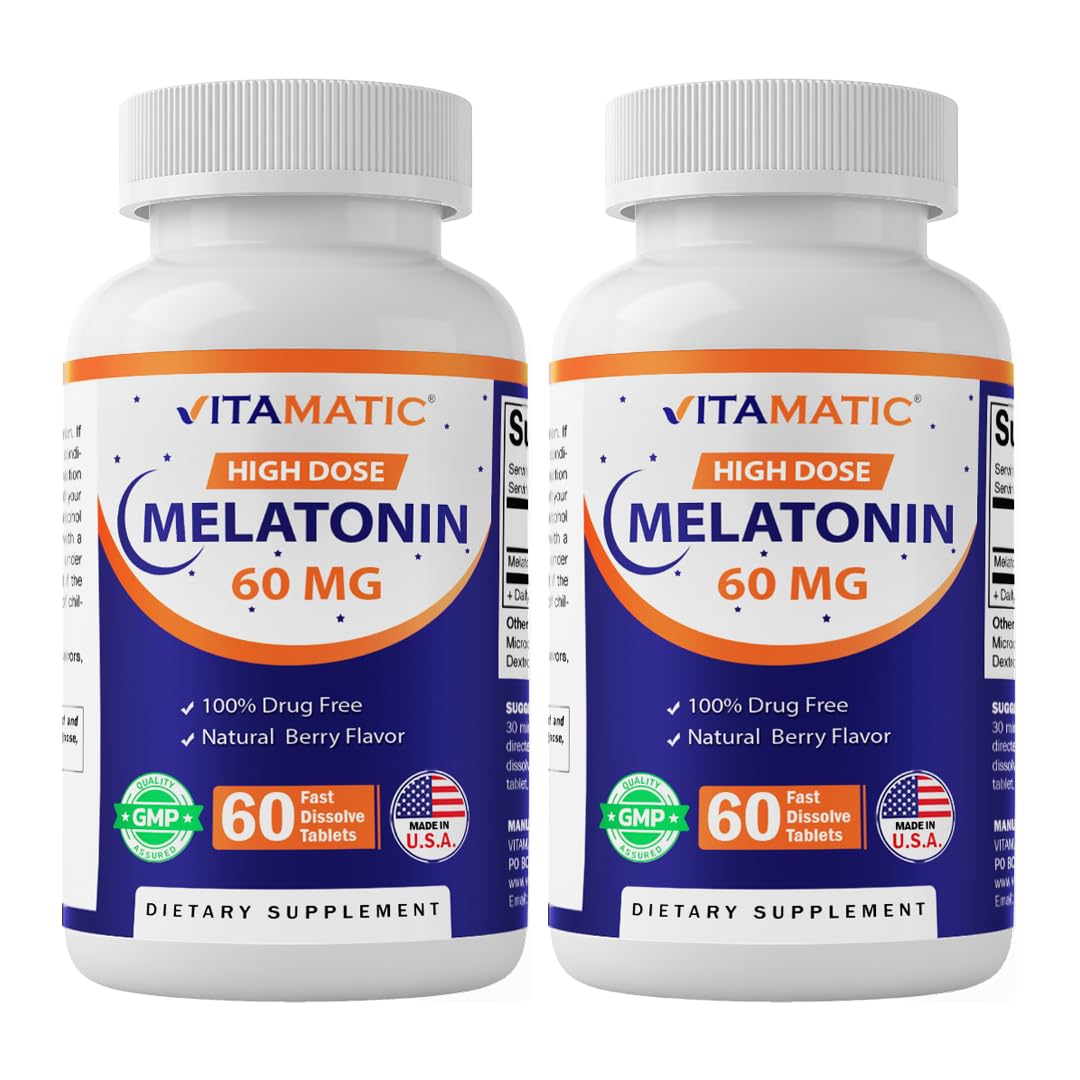 Vitamatic Melatonin Fast Dissolve Tablets 60mg front view
