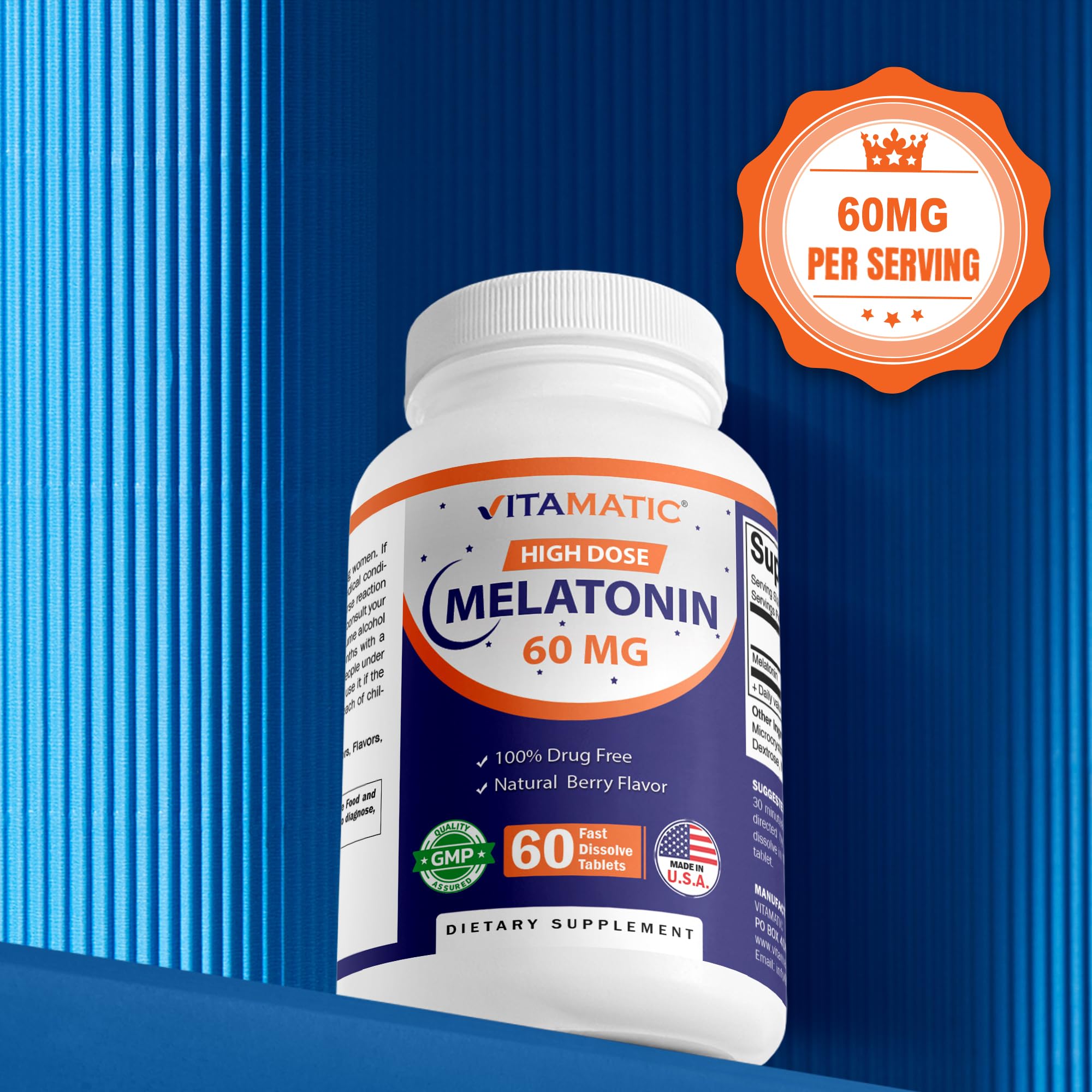 Vitamatic Melatonin Fast Dissolve Tablets 60mg in a hand