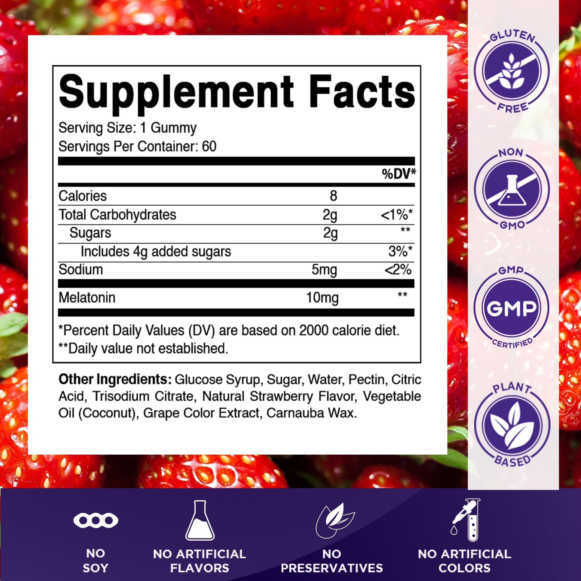 Vitamatic Melatonin Gummies 10mg packaging with clear label