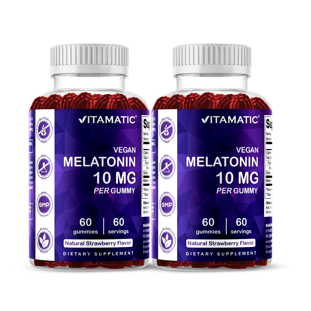 Vitamatic Melatonin Gummies 10mg strawberry flavour front view