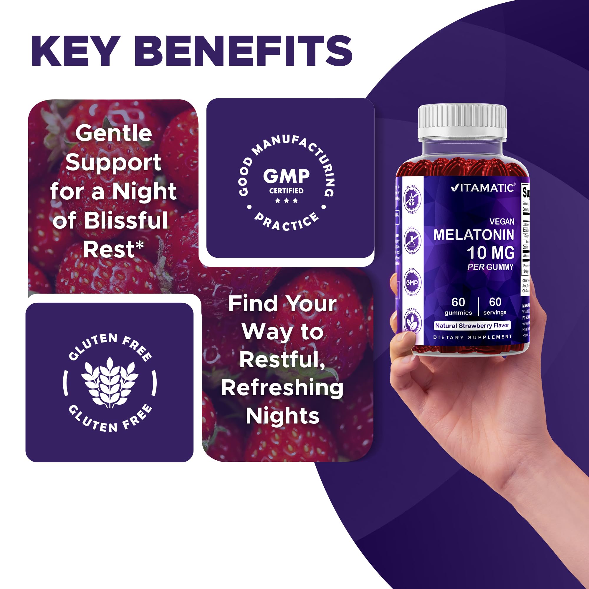 Vitamatic Melatonin Gummies 10mg vegan-friendly ingredients list