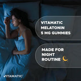 Vitamatic Melatonin Gummies bottle back view with ingredients