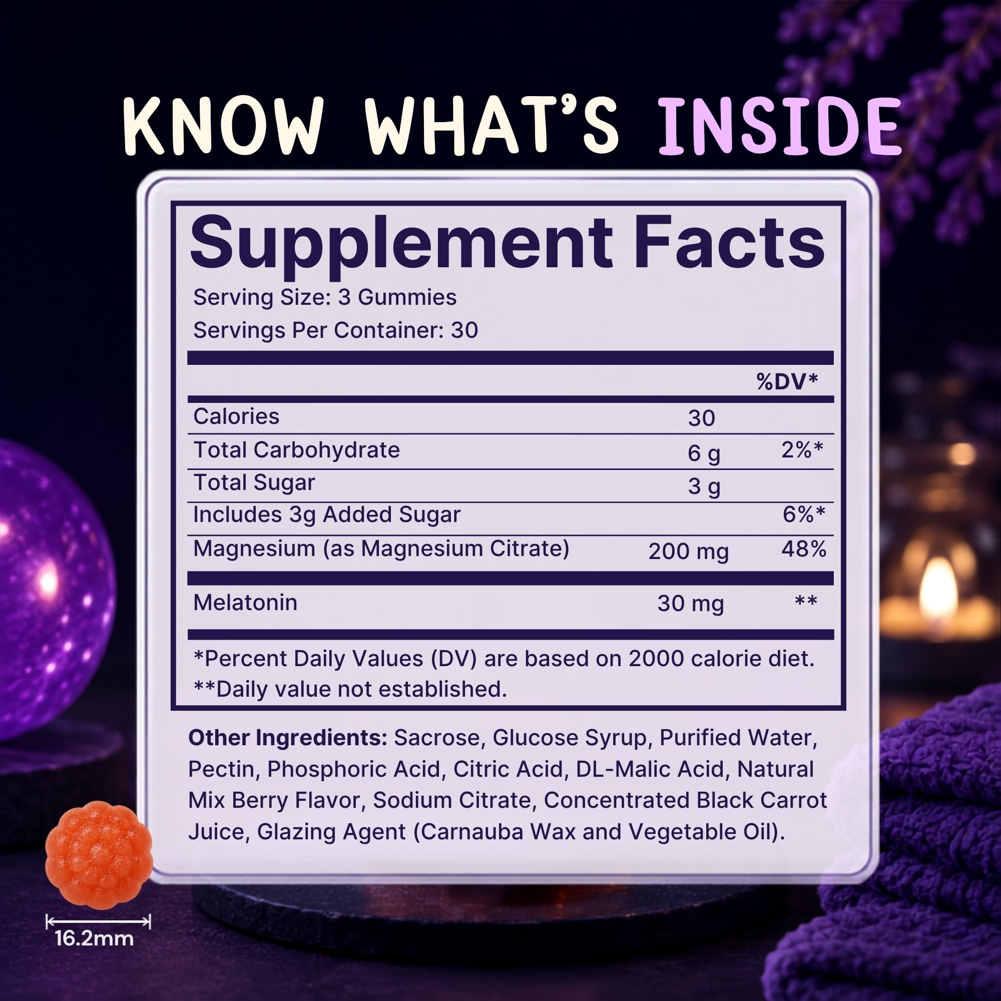 Vitamatic Melatonin Gummies bottle side view