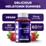 Vitamatic Melatonin Gummies displayed on a wooden table
