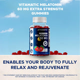 Vitamatic Melatonin Gummies displayed with fresh strawberries