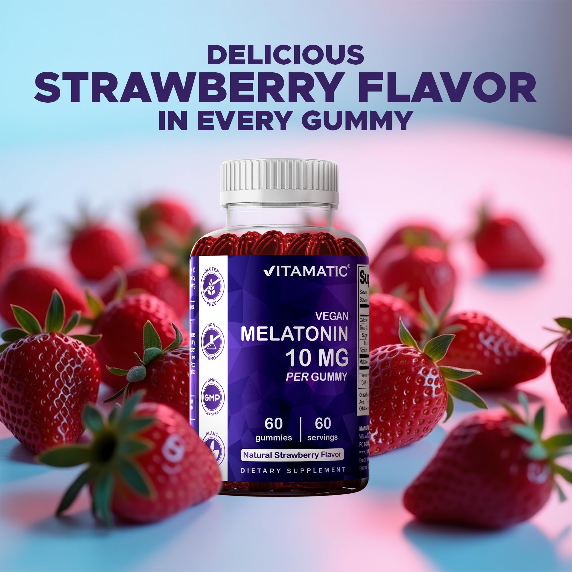 Vitamatic Melatonin Gummies ingredients list on packaging