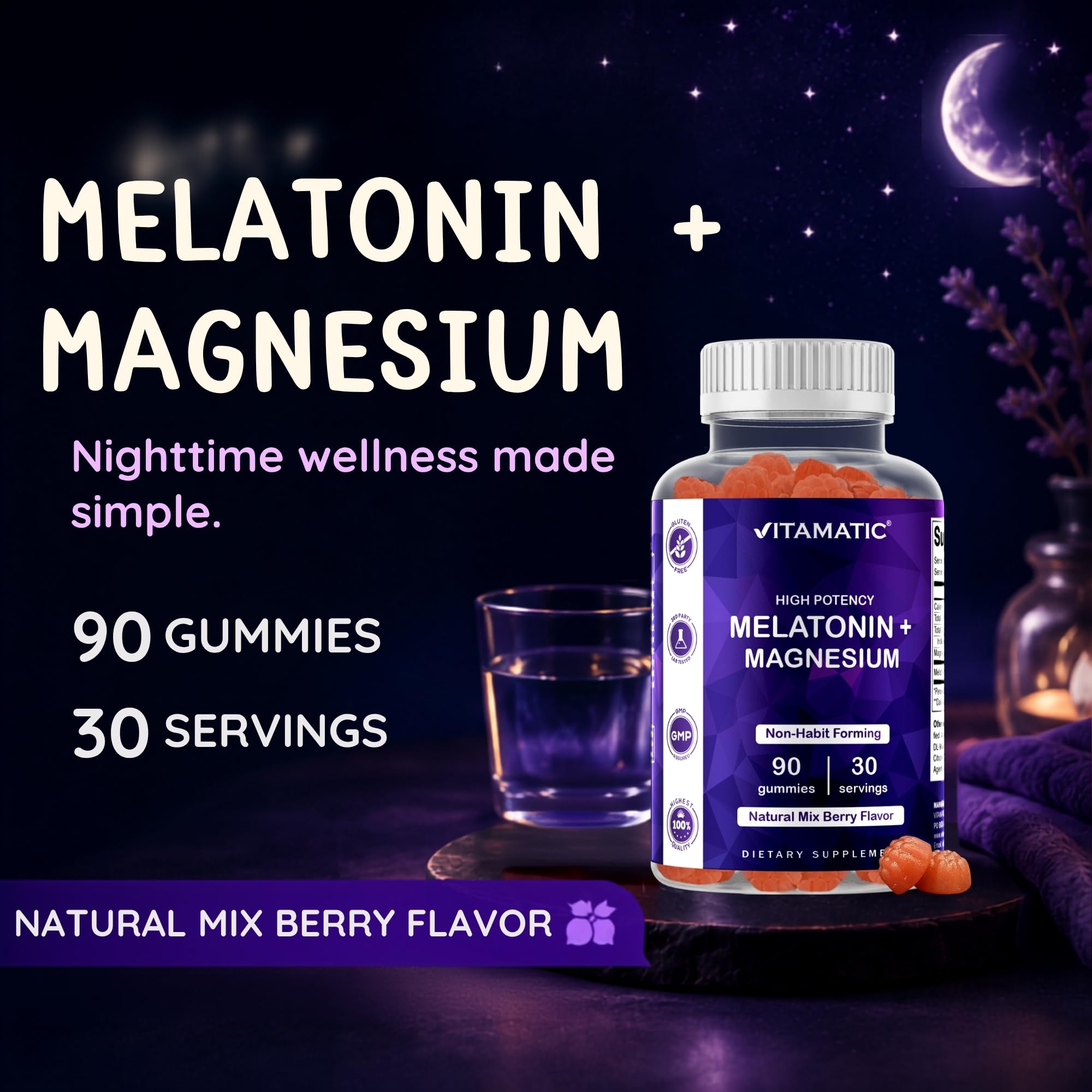 Vitamatic Melatonin Gummies mixed berry flavour