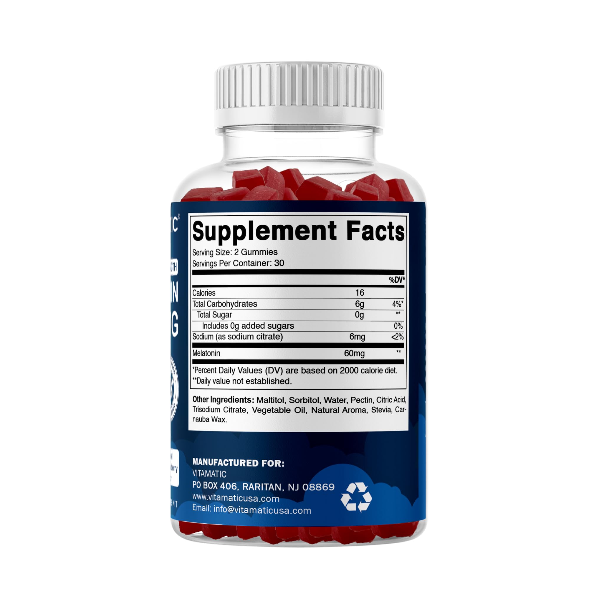 Vitamatic Melatonin Gummies on a wooden table