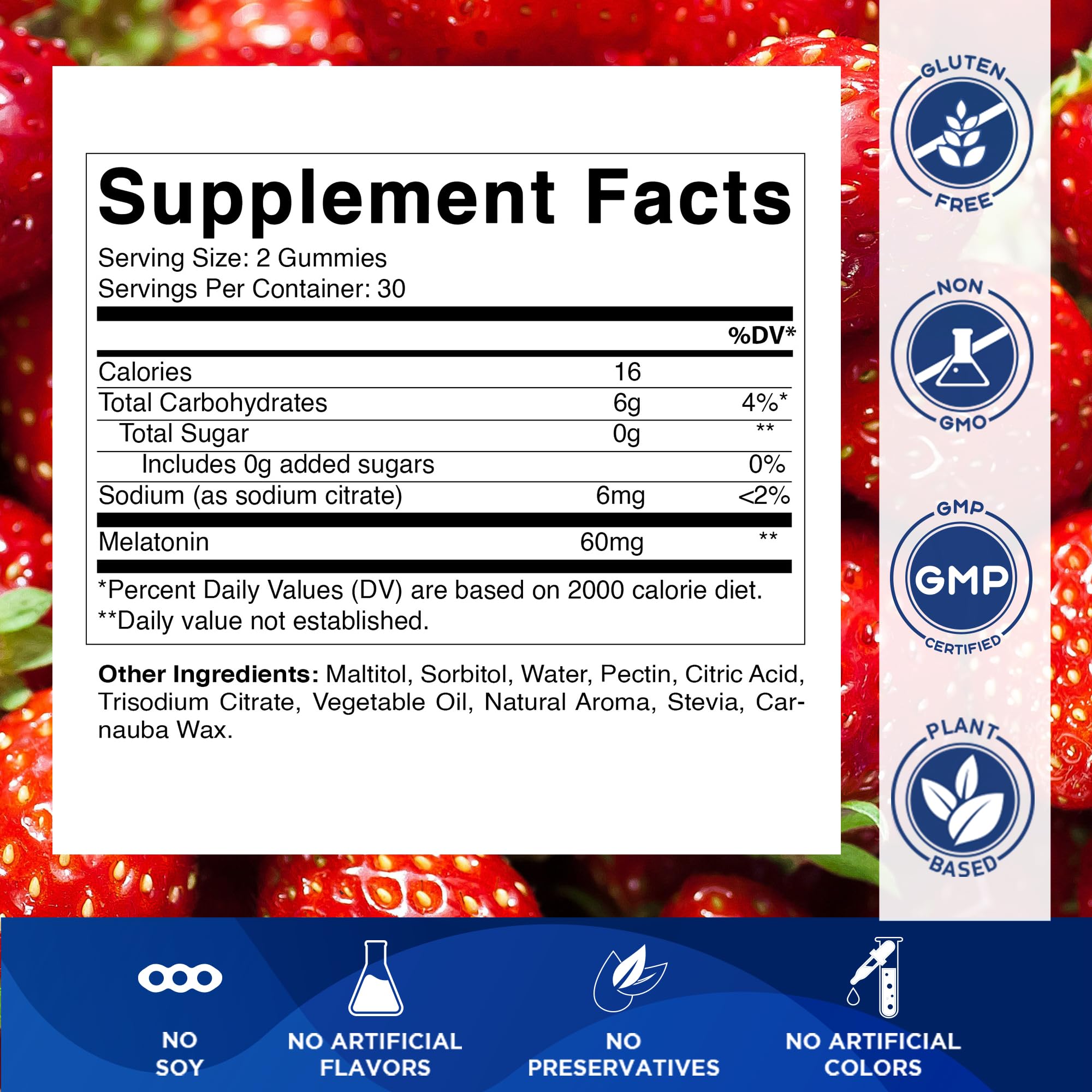 Vitamatic Melatonin Gummies side view showing ingredients