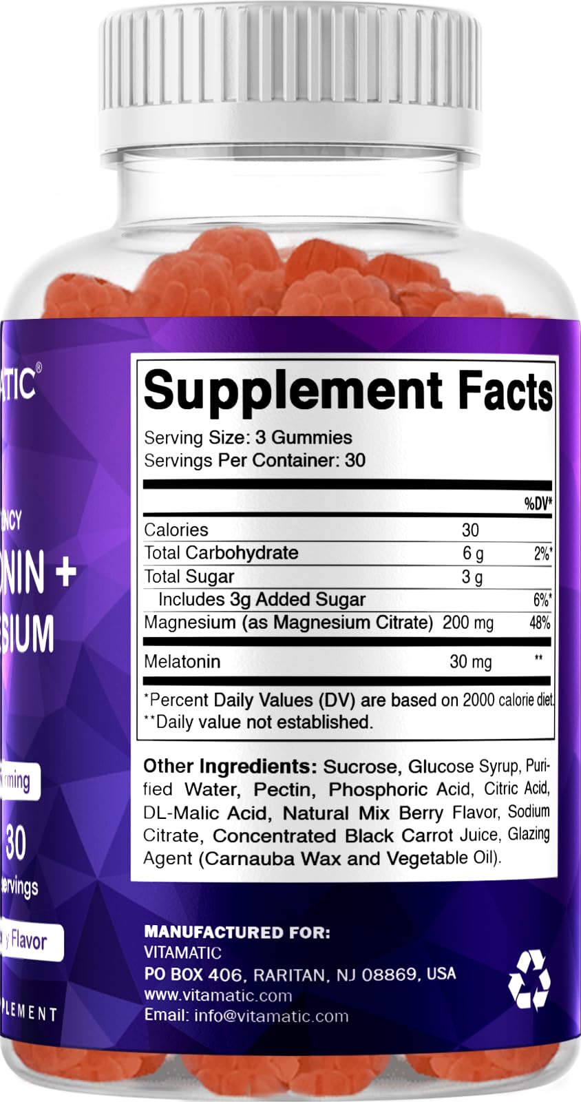Vitamatic Melatonin Gummies with measuring spoon