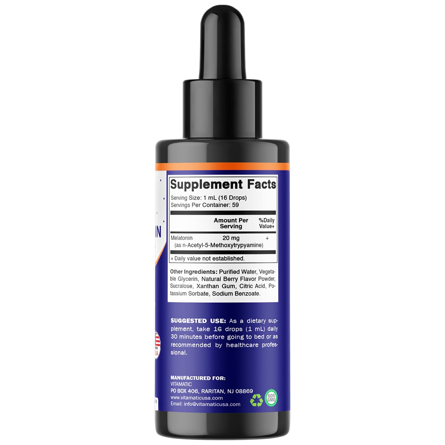 Vitamatic Melatonin Liquid Sleep Supplement 150g with measuring drops