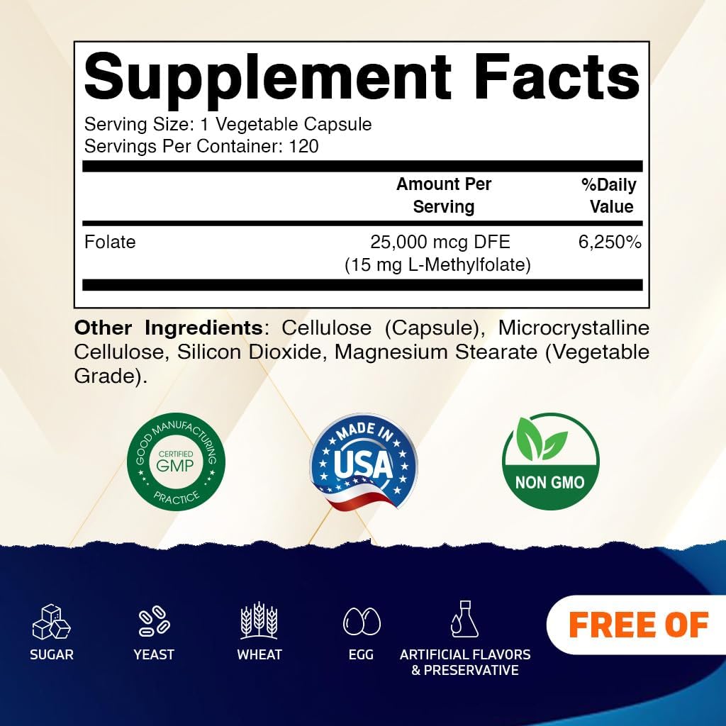 Vitamatic Methyl Folate B9 Supplement 80g side view