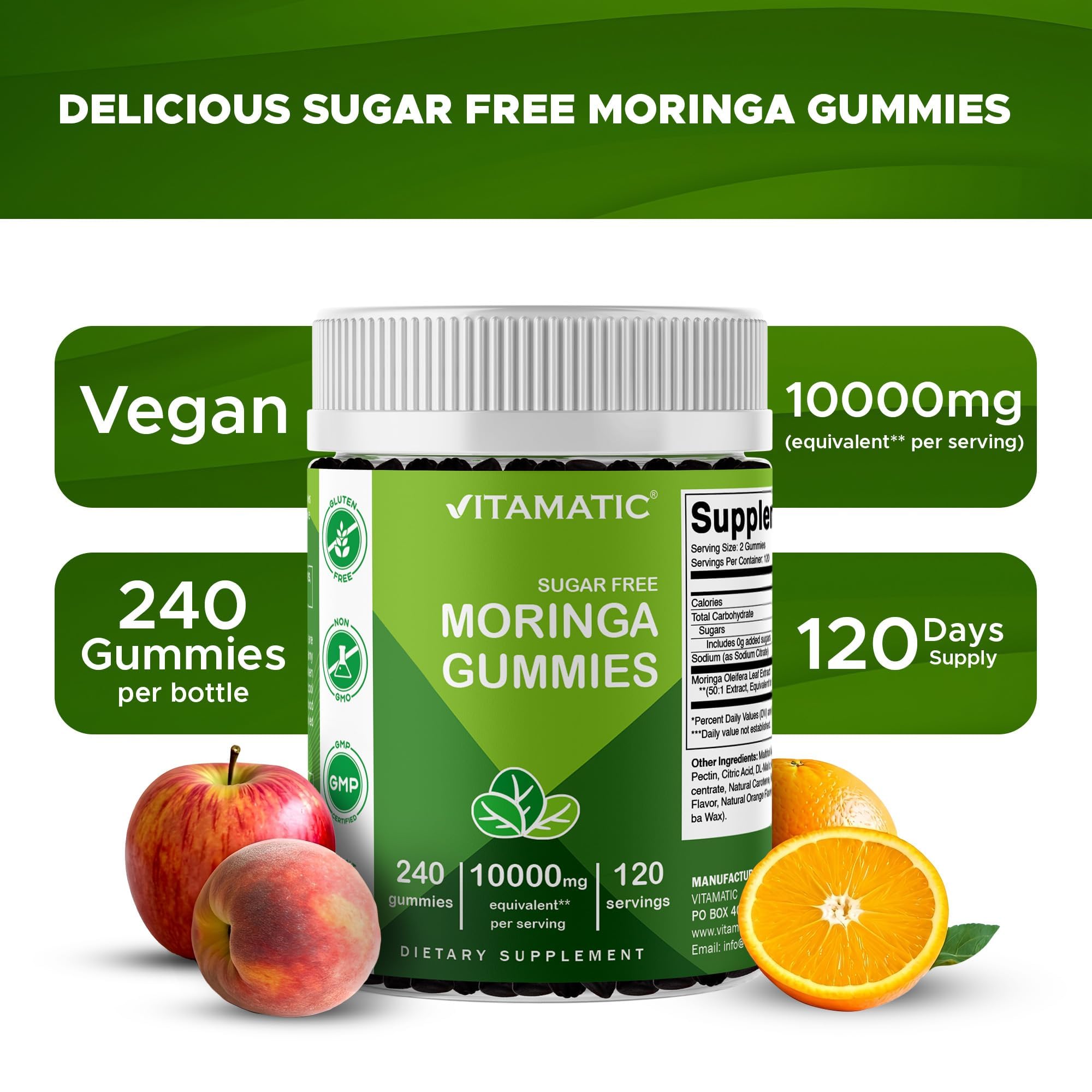Vitamatic Moringa Gummies natural orange flavour