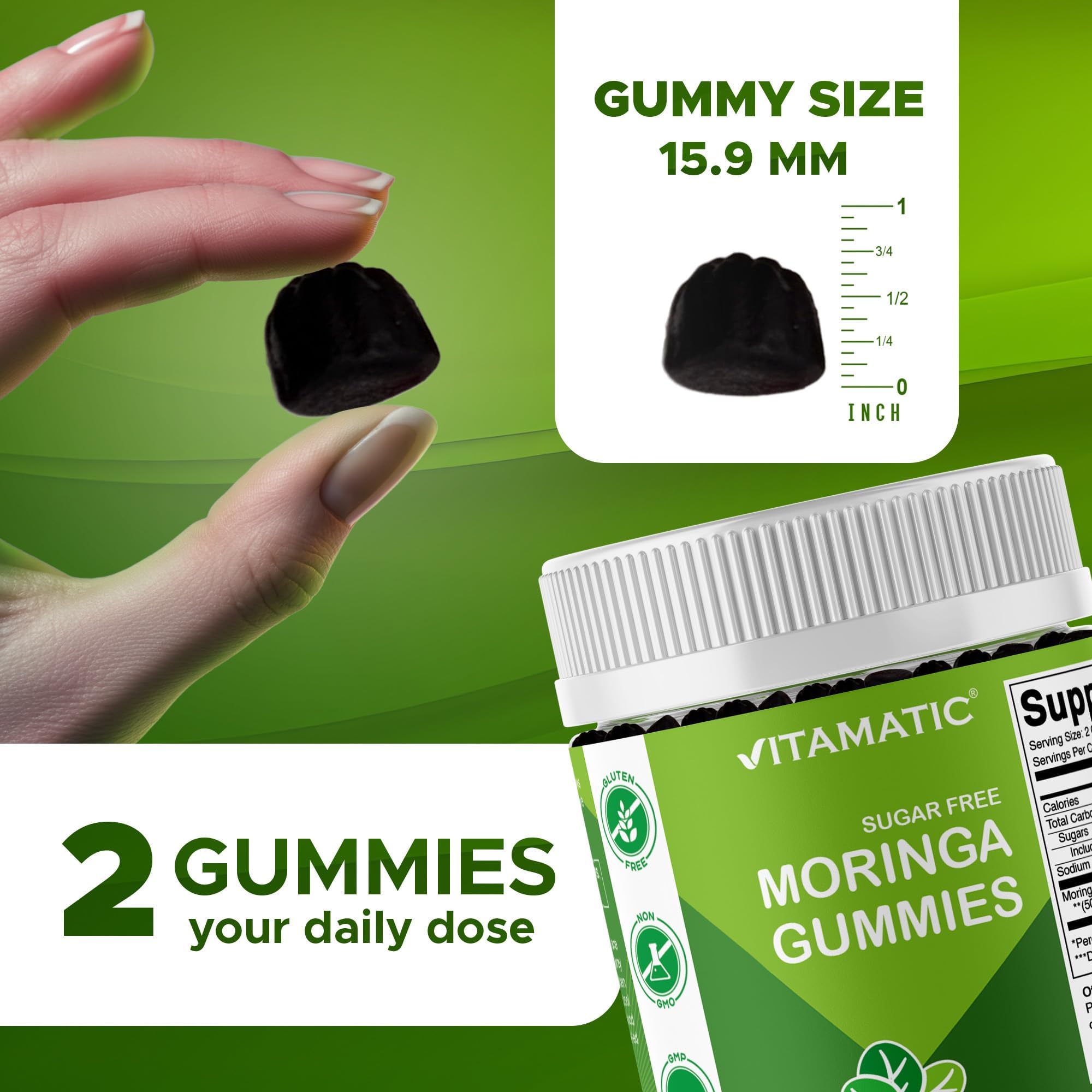 Vitamatic Moringa Gummies natural red apple flavour