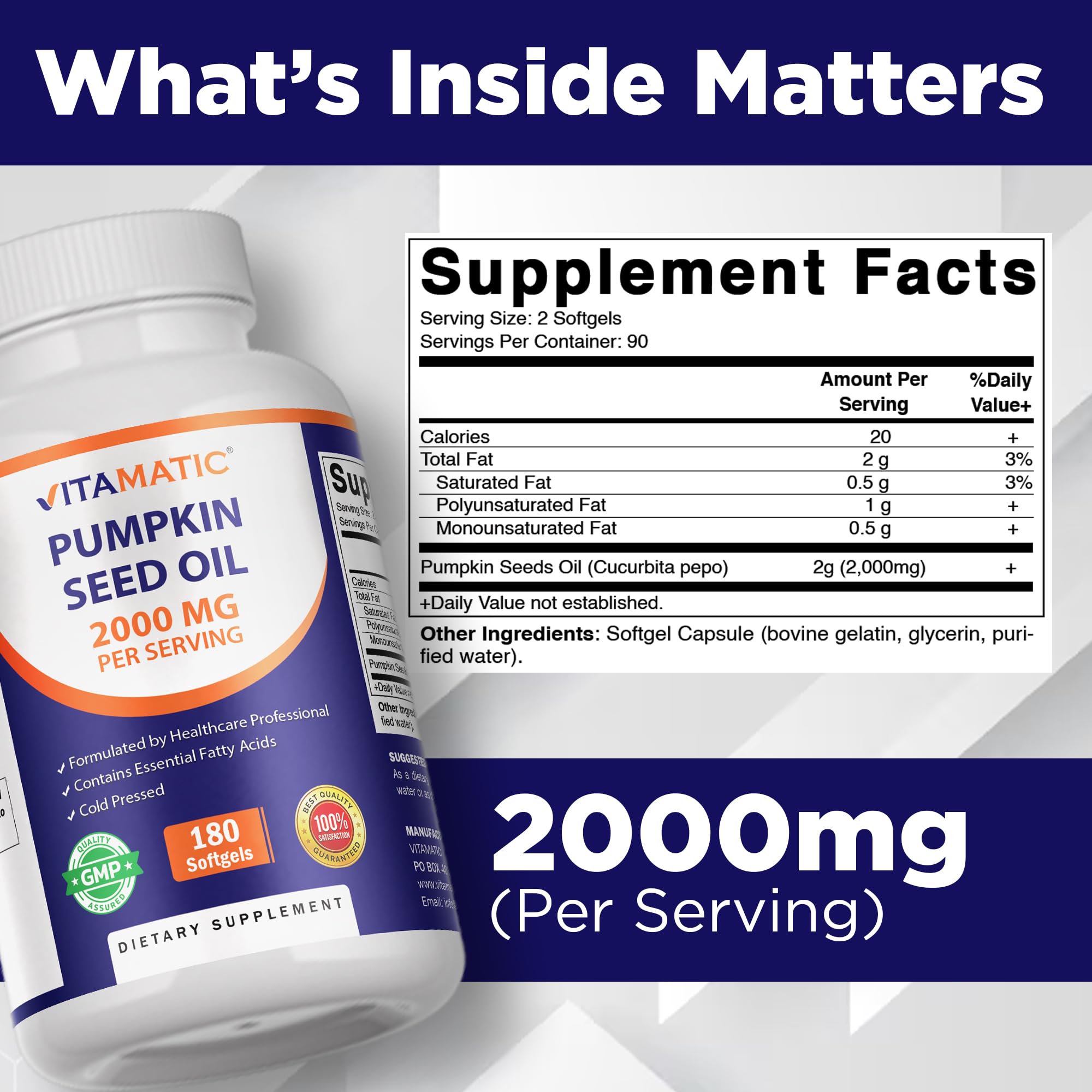 Vitamatic Omega 3-6-9 Supplement 540g side view