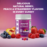 Vitamatic Prebiotic Fiber Gummies bottle back view with serving size