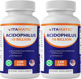 Vitamatic Probiotic Acidophilus 10 Billion CFUs 60 Tablets front view