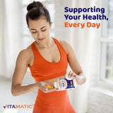 Vitamatic Probiotic Supplement capsules in a hand