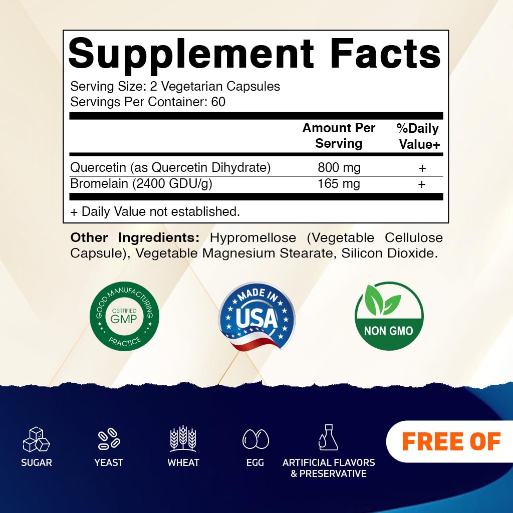 Vitamatic Quercetin with Bromelain 100g capsules side view
