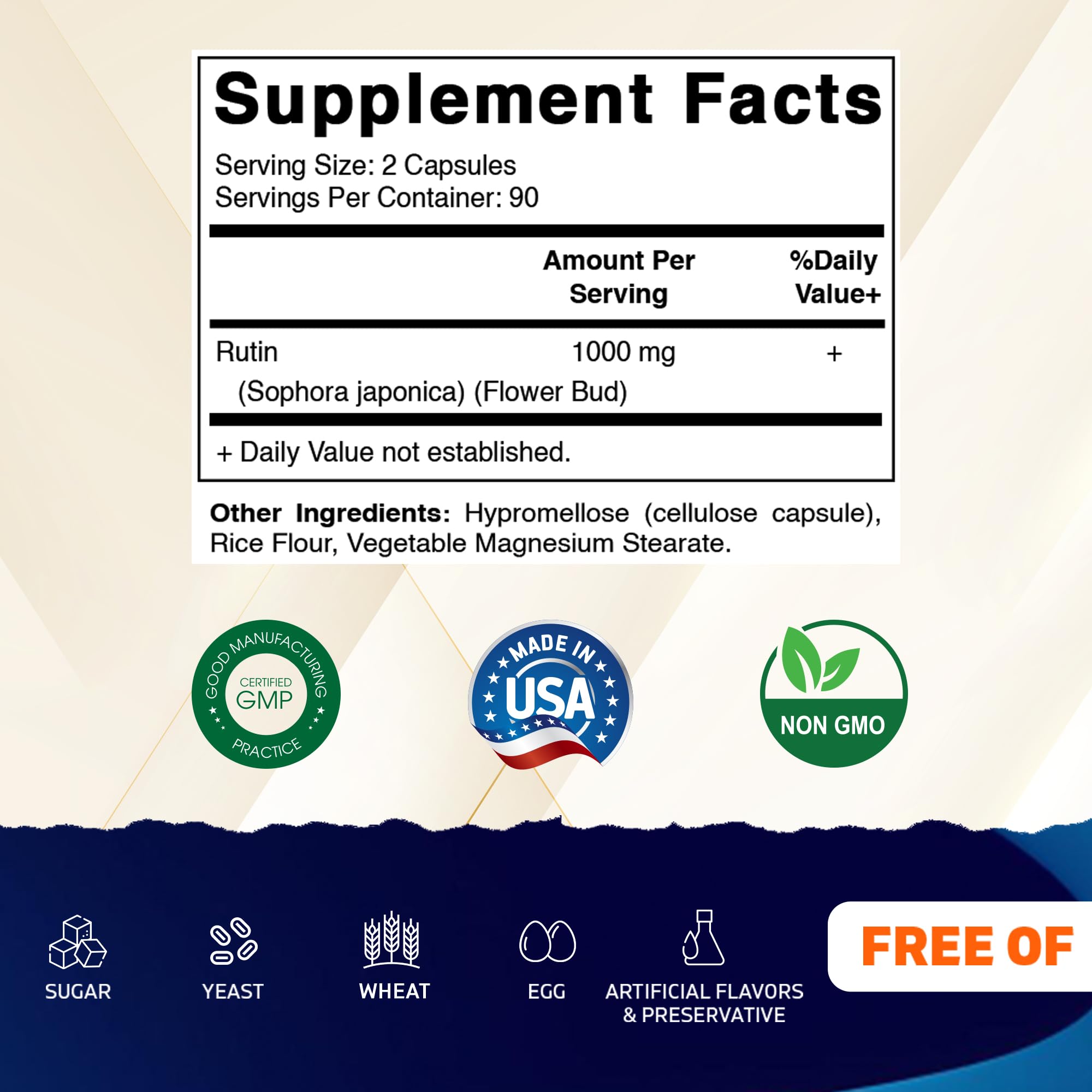 Vitamatic Rutin Dietary Supplement 160g back view