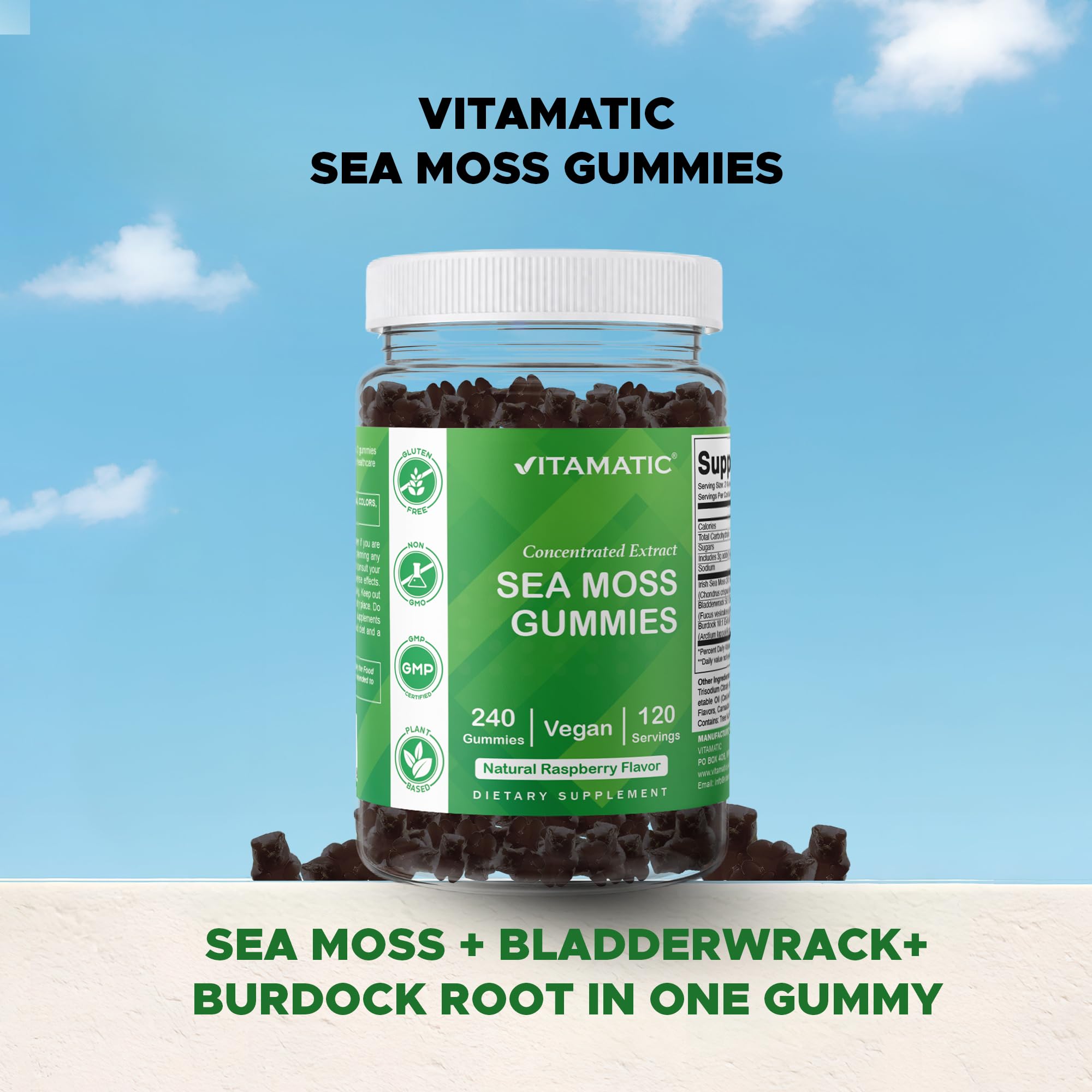 Vitamatic Sea Moss Gummies displayed in a lifestyle setting