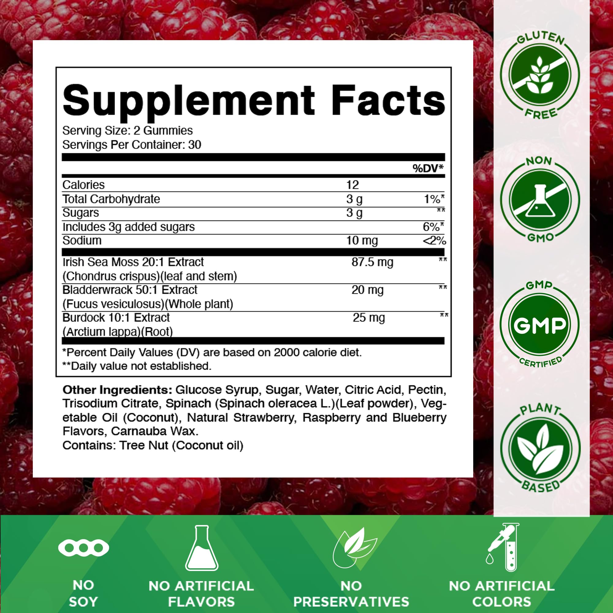 Vitamatic Sea Moss Gummies packaging showing ingredients and nutritional information