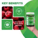 Vitamatic Sea Moss Gummies with a background of herbal ingredients