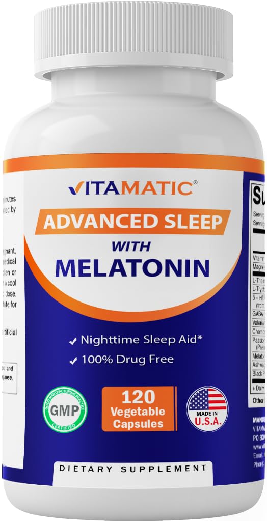 Vitamatic Sleep Supplement Capsules front view with packaging