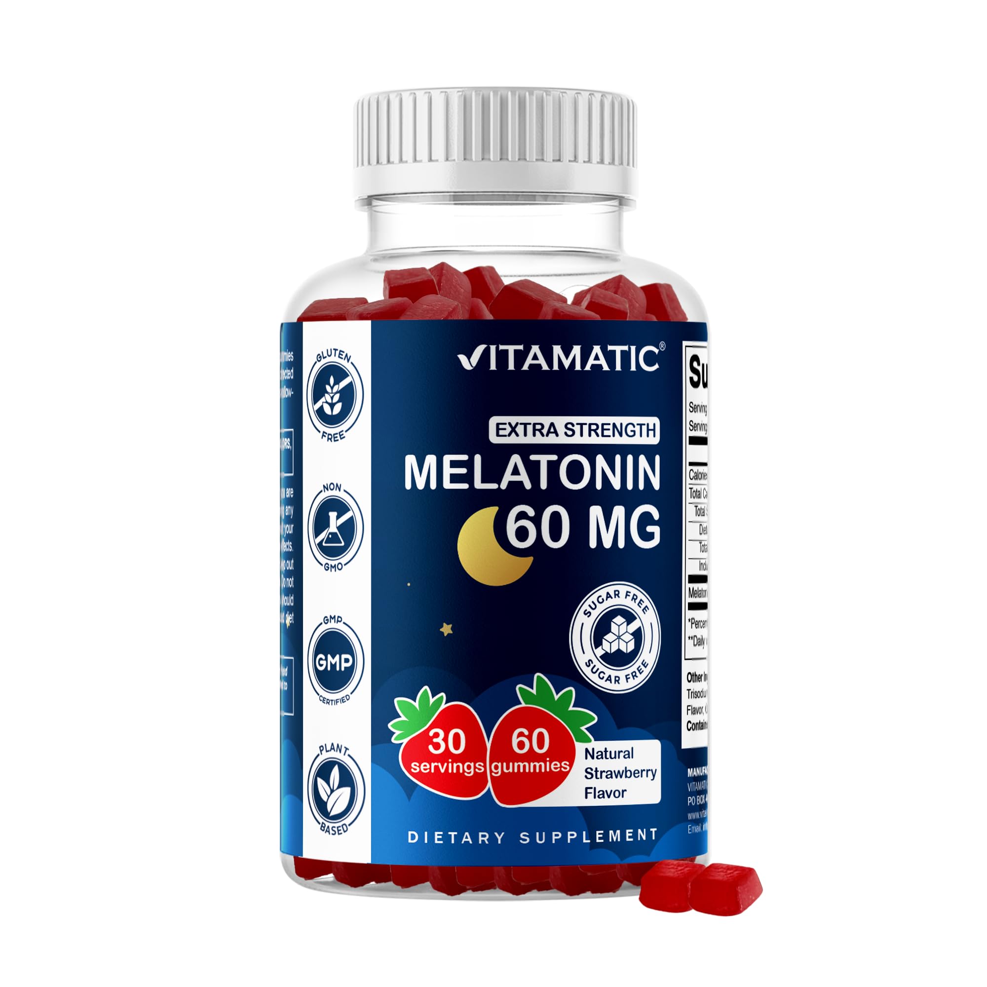 Vitamatic Sugar Free Melatonin Gummies front view with packaging