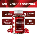 Vitamatic Tart Cherry Gummies side view with ingredients list