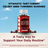 Vitamatic Tart Cherry Gummies with a measuring spoon