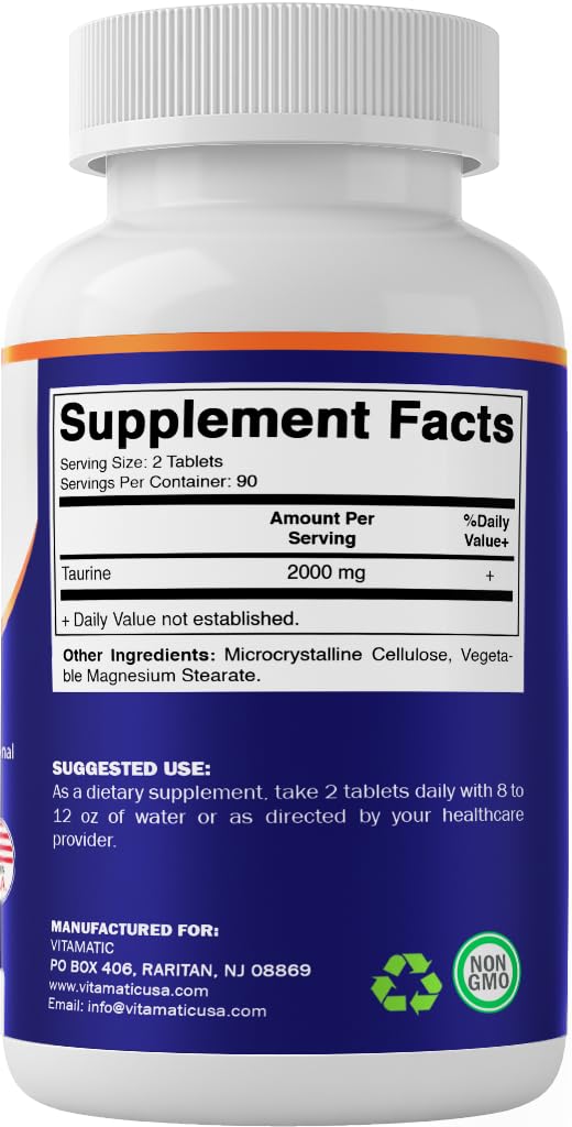 Vitamatic Taurine 2000mg Vegetarian Tablets in a kitchen setting