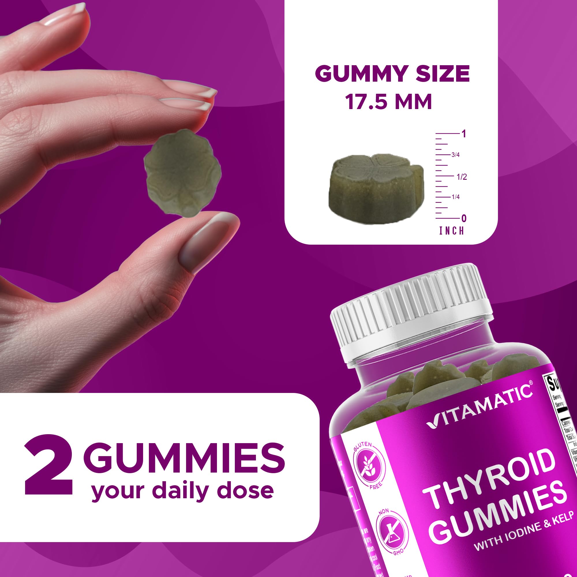 Vitamatic Thyroid Support Gummies displayed with fresh apples