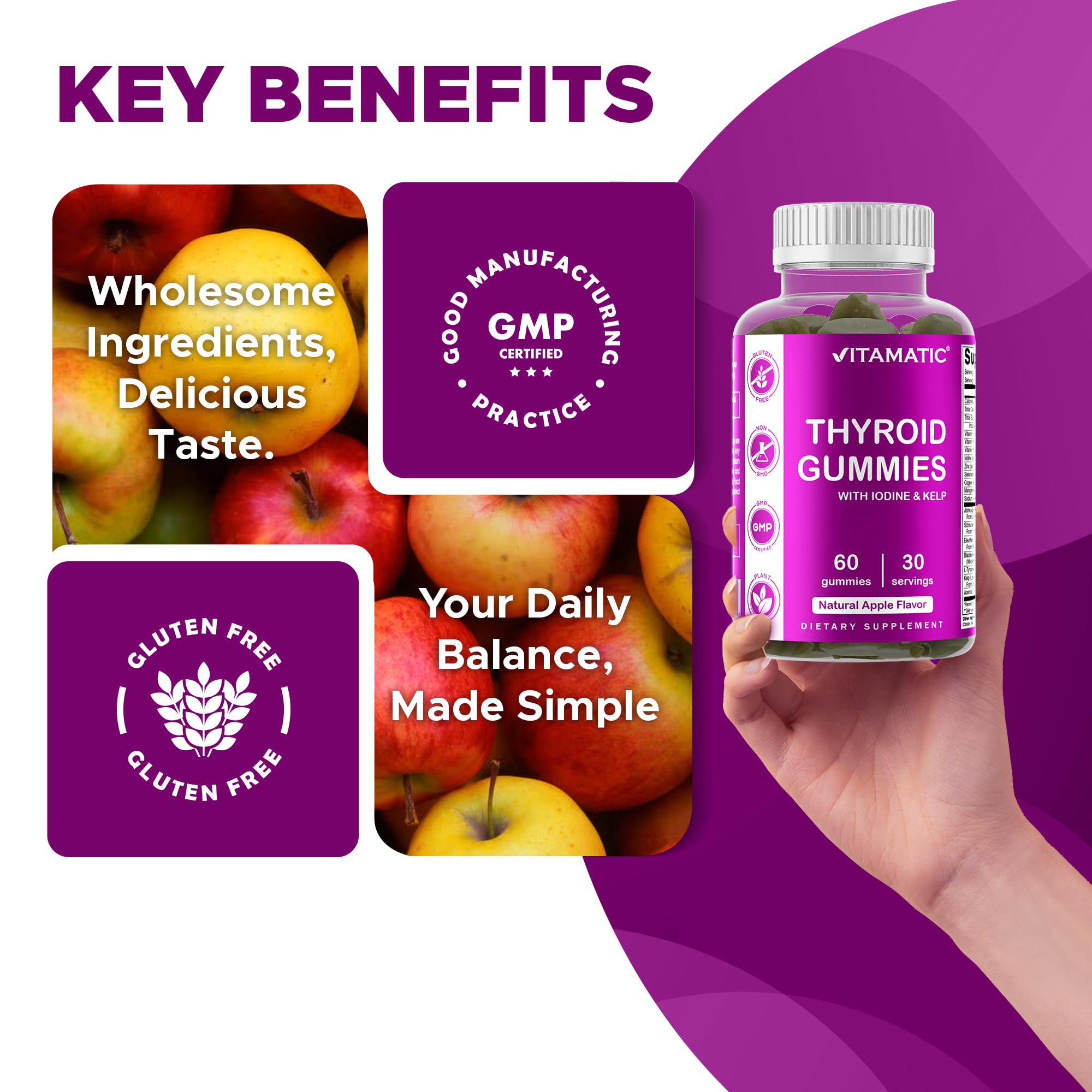 Vitamatic Thyroid Support Gummies in a bowl