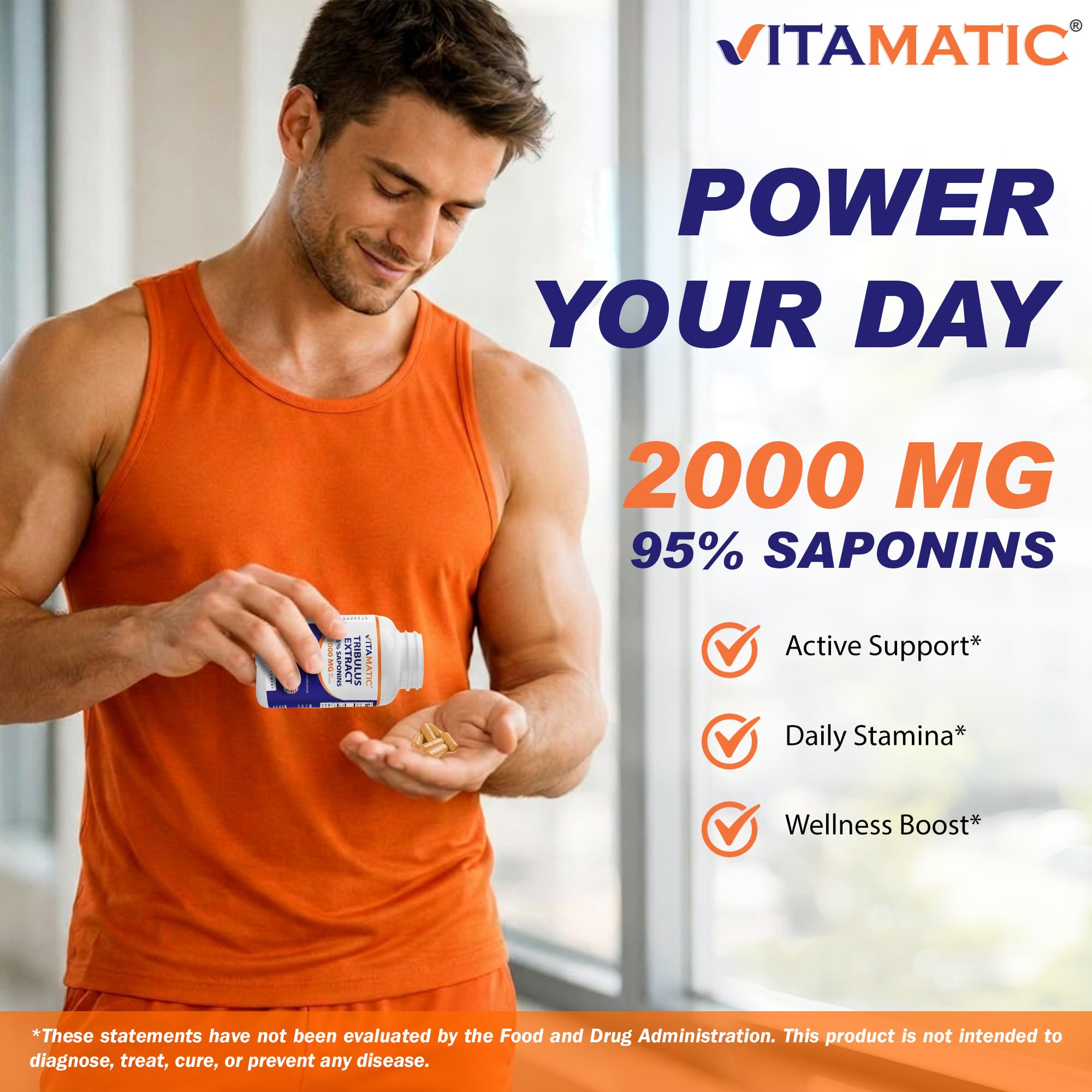 Vitamatic Tribulus Supplement 95% Saponins with measuring spoon