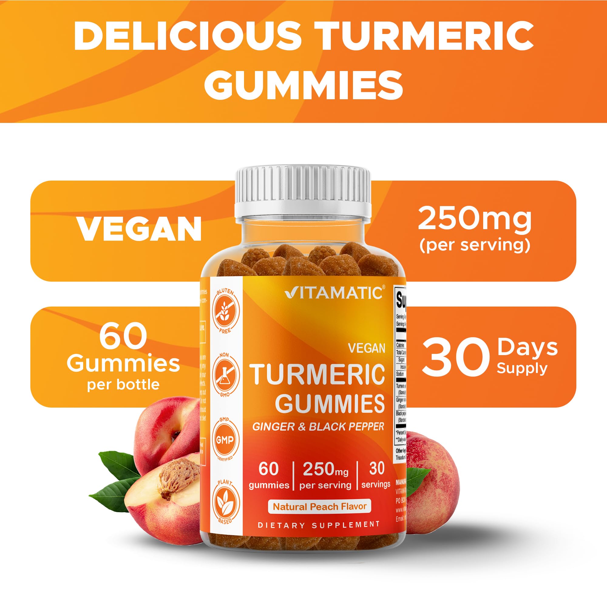 Vitamatic Turmeric Gummies ingredients list on packaging