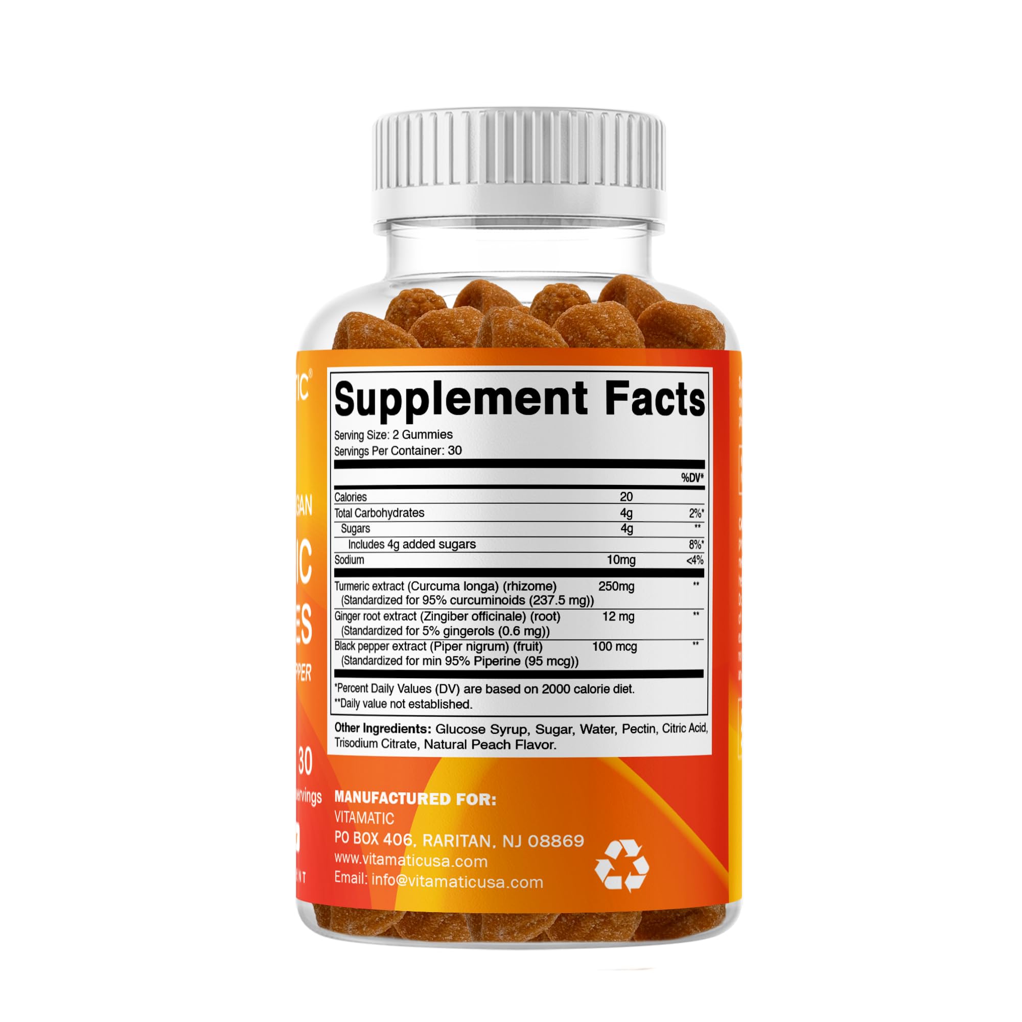 Vitamatic Turmeric Gummies packaging on a wooden surface
