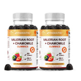 Vitamatic Valerian Gummies bottle front view, mixed berry flavour