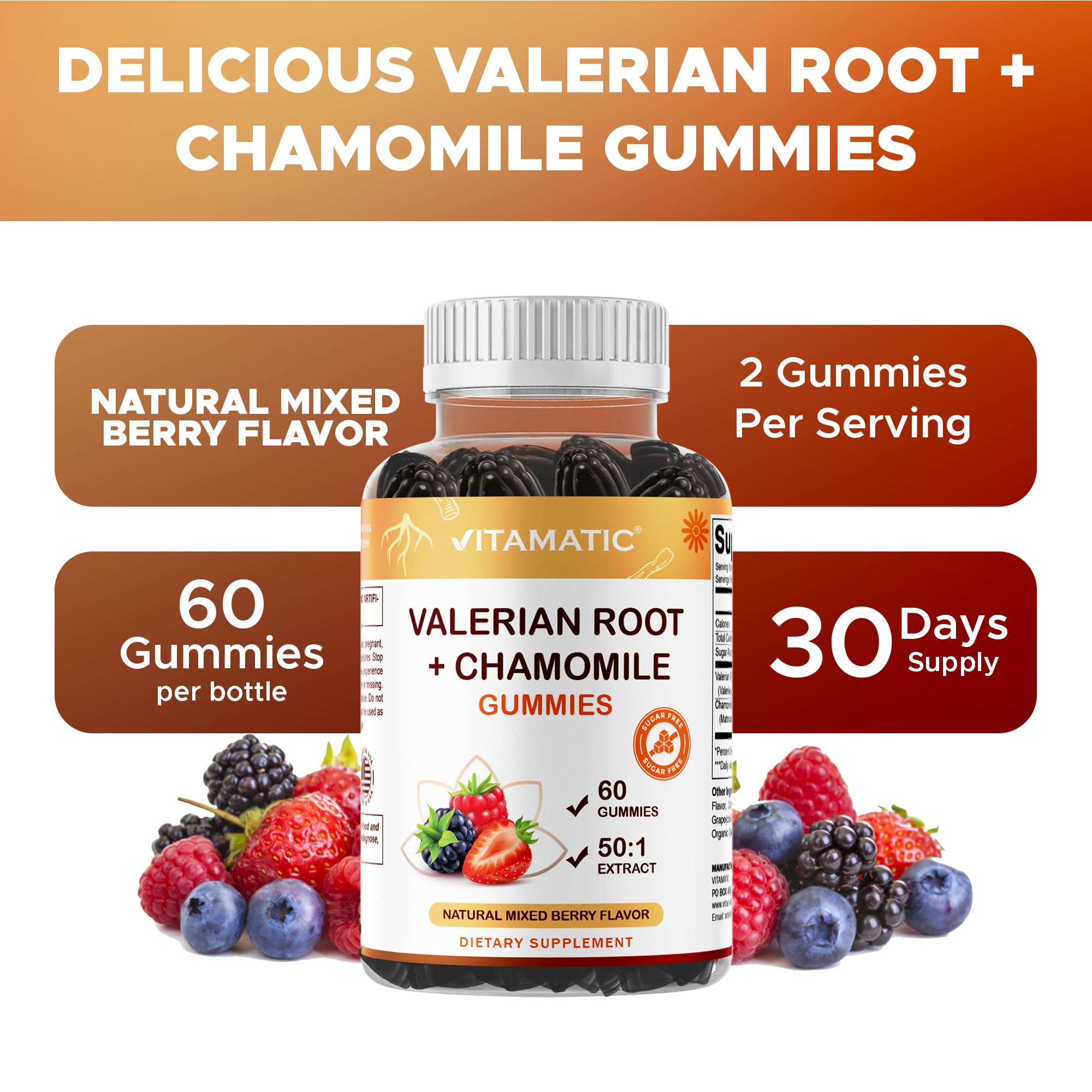 Vitamatic Valerian Gummies in hand for size reference