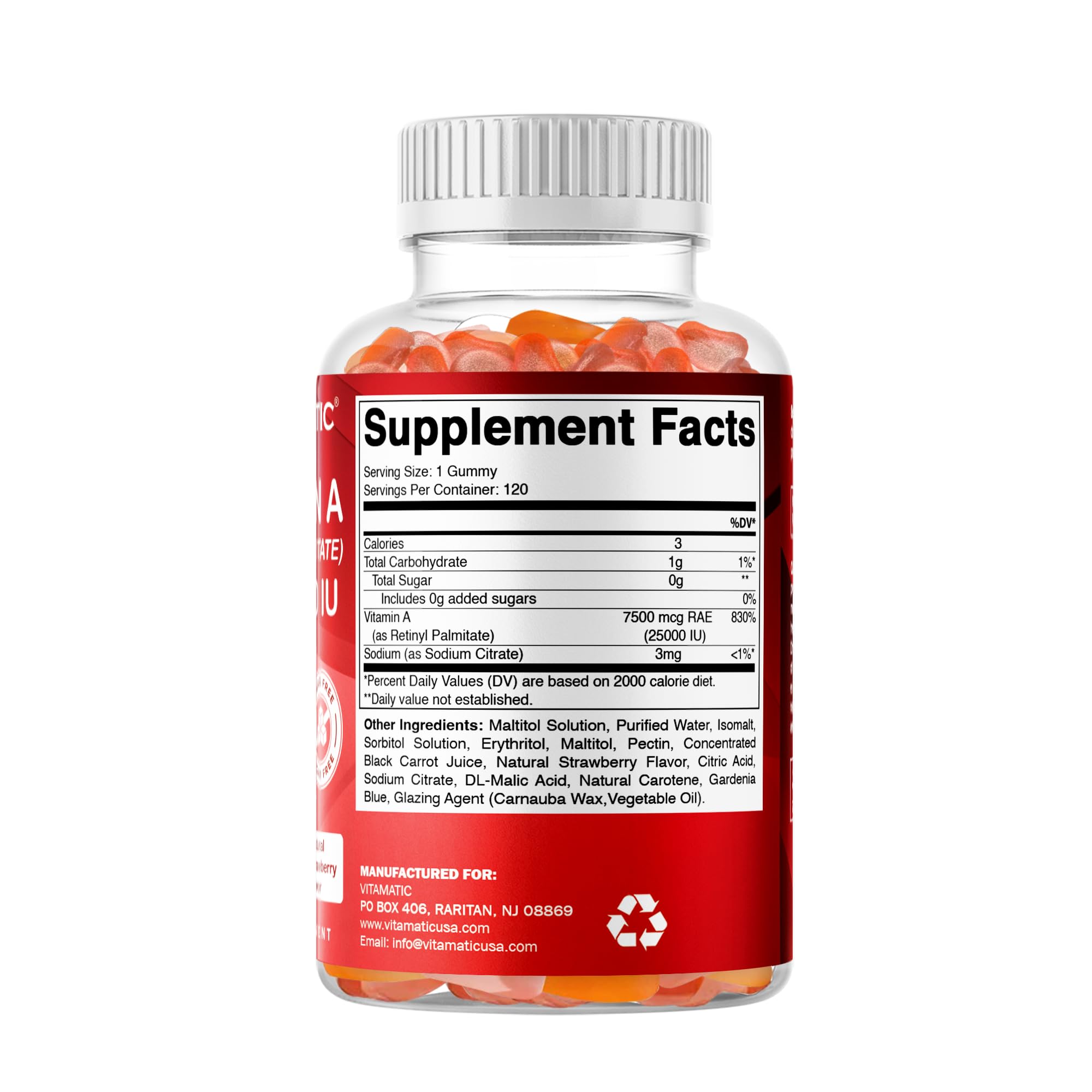 Vitamatic Vitamin A Supplement 331g showing serving size