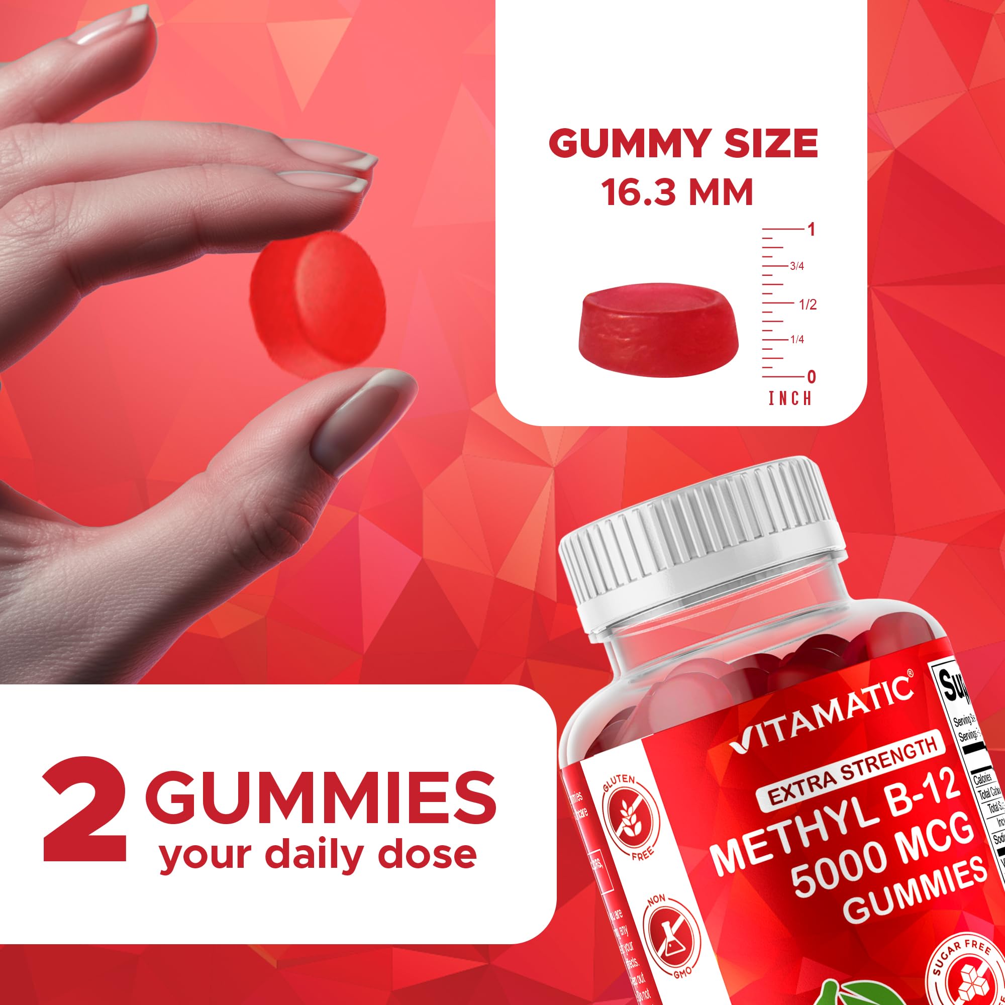 Vitamatic Vitamin B12 Cherry Flavour 481g back view