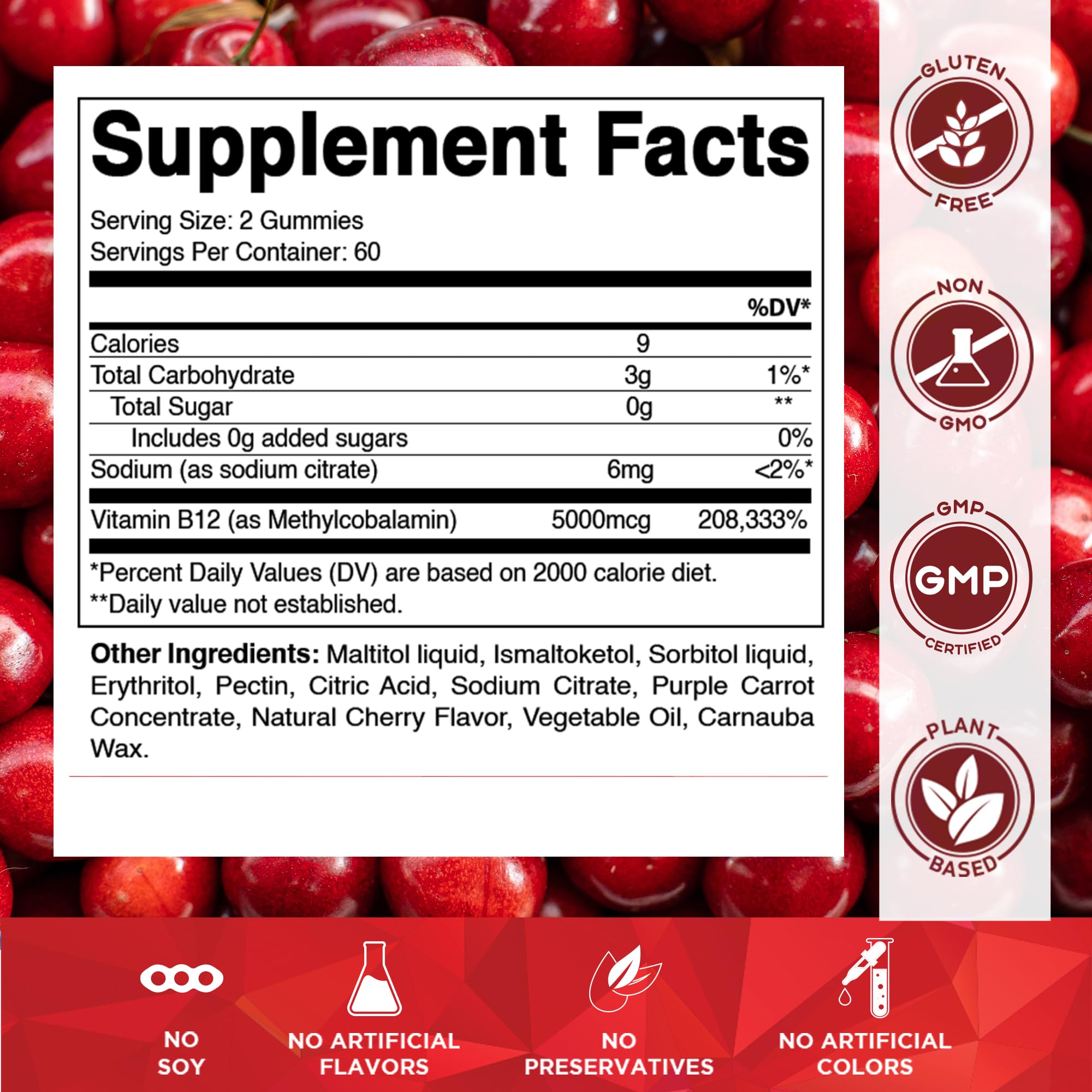 Vitamatic Vitamin B12 Cherry Flavour 481g packaging