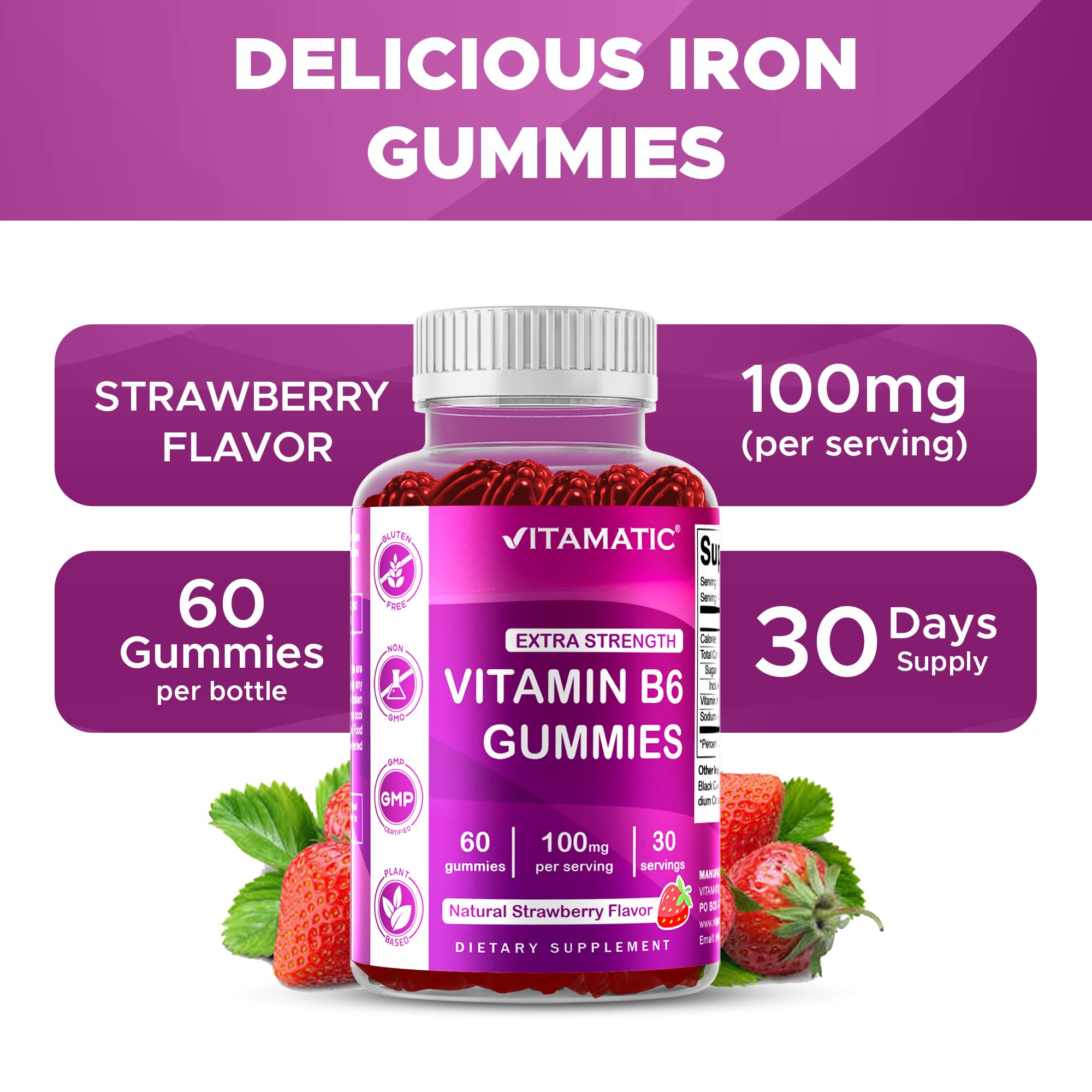 Vitamatic Vitamin B12 Gummies 400g opened package with gummies