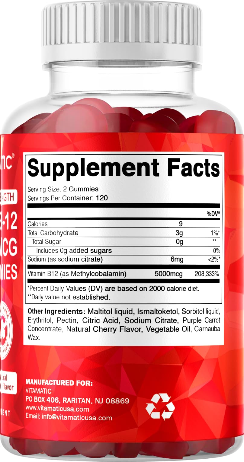 Vitamatic Vitamin B12 Gummies with fresh cherries